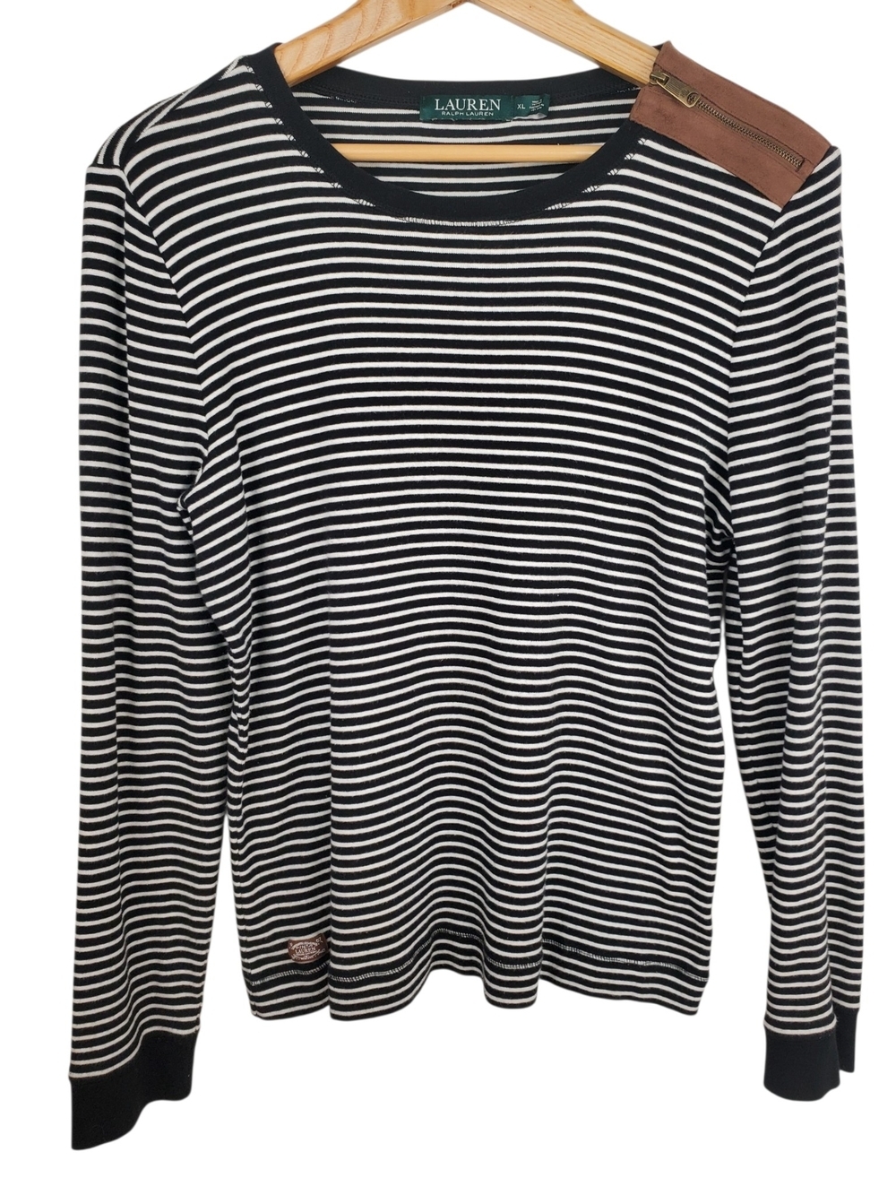 Lauren Ralph Lauren Black & White Striped Lightweight Sweater. XL. #338